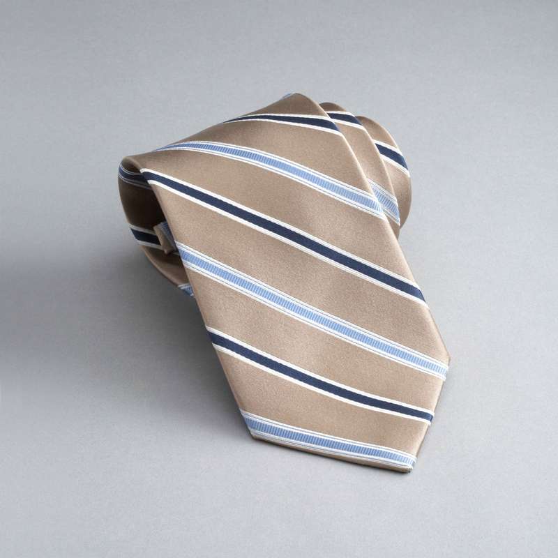 ストライプ地シルクタイ, ブラウングレー, large image number 0