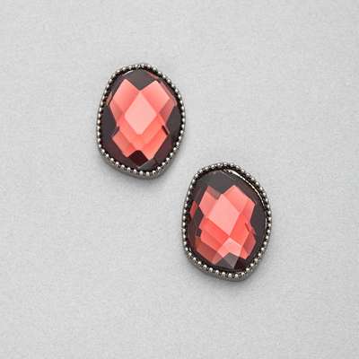 軽量ヘマタイトのボタンクリップ式イヤリング