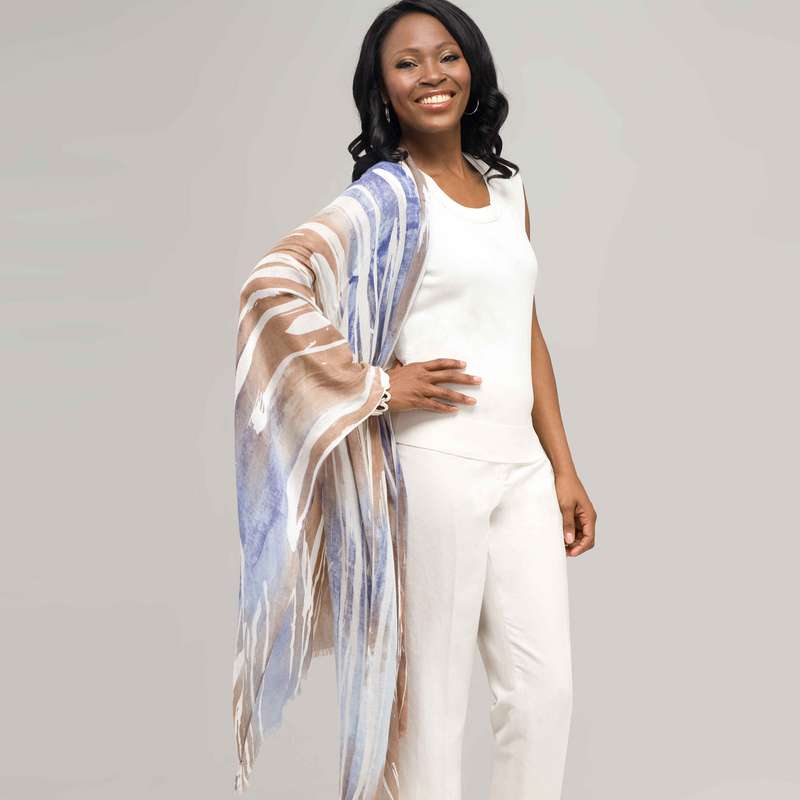 ストライプマルチカラースカーフ, ミスト, large image number 0
